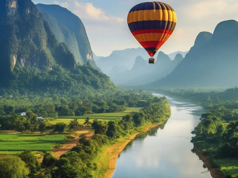 Hot air balloon rides in Vang Vieng